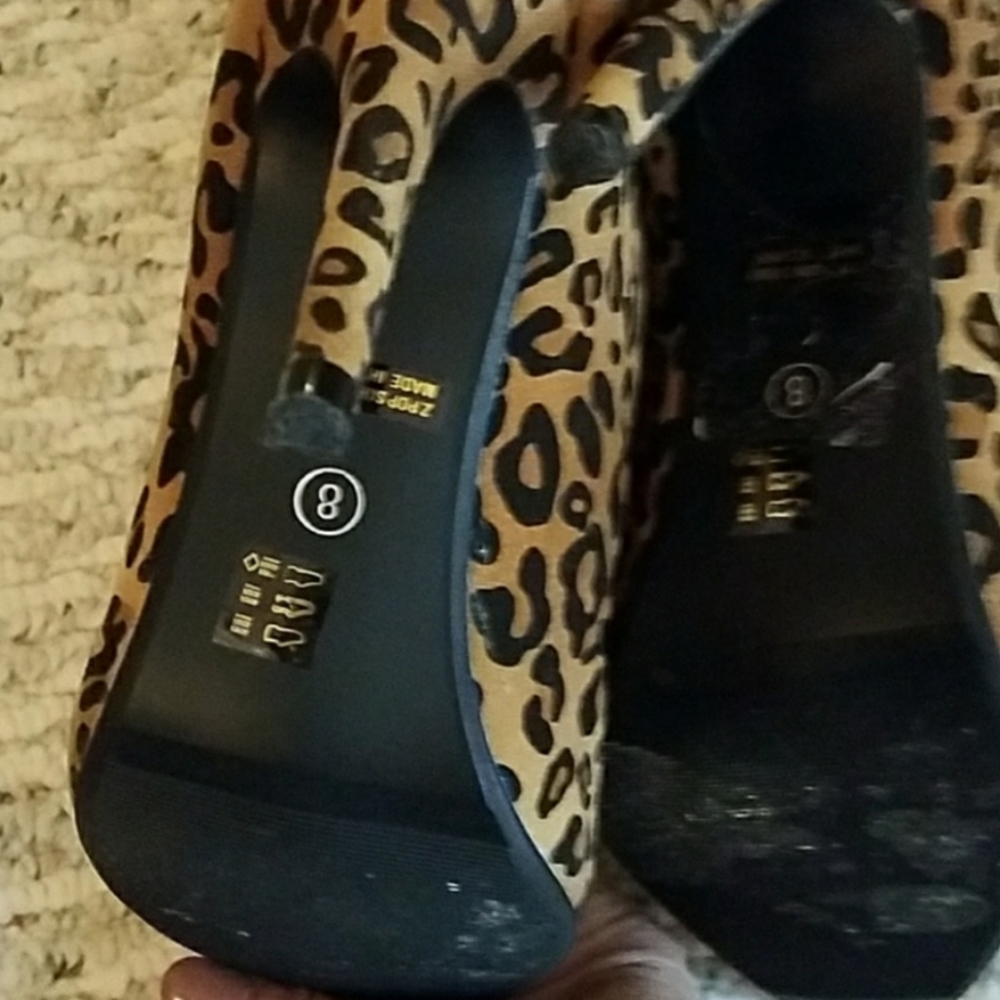 Chinese Laundry Zip Front Cheetah OTK Heeled Boots - Picture 5 of 9